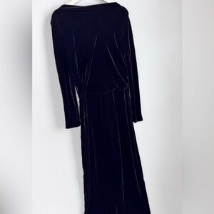 Vintage Jones New York Evening Velvet Dark Purple Long Sleeve Maxi Dress Sz 14
